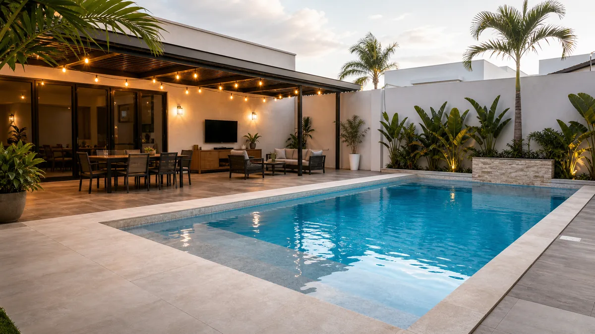 Alberca residencial terminada en Tampico — AQUATAM